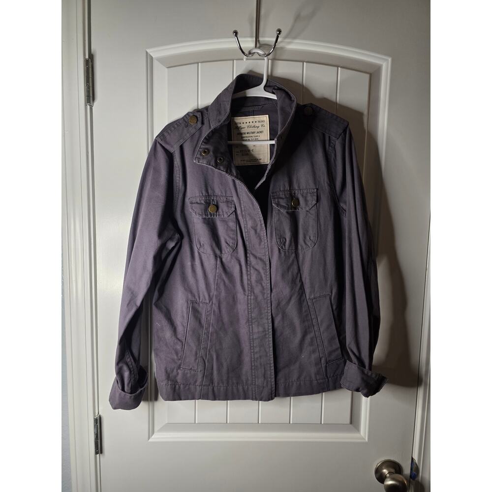Tommy Hilfiger Military Style Jacket Gray Size Large High Quality